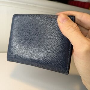 Coach Dark Blue Pebbled Leather Wallet